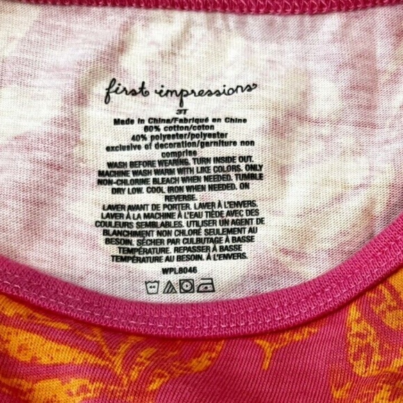 First Impressions Toddler Girls Simple Palm Tunic, Sweet Berry Size 3T - Picture 4 of 6